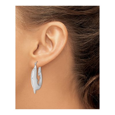 Sterling Silver Dolphin Hoop Earrings – view 4