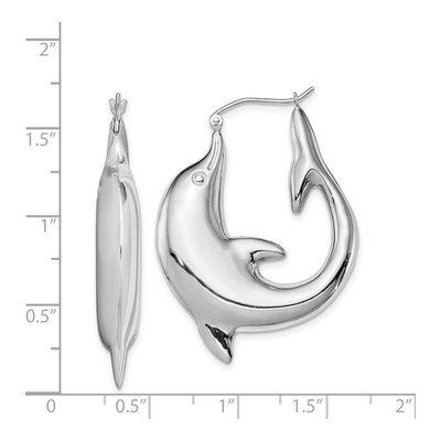 Sterling Silver Dolphin Hoop Earrings – view 5