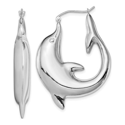 Sterling Silver Dolphin Hoop Earrings
