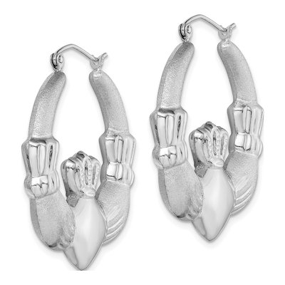 Sterling Silver 34mm Claddagh Hoop Earrings – view 3