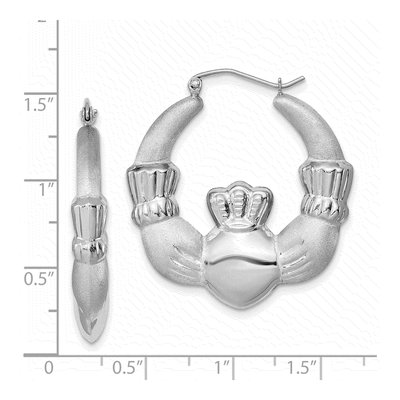Sterling Silver 34mm Claddagh Hoop Earrings – view 5