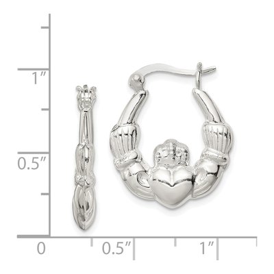Sterling Silver 22mm Claddagh Hoop Earrings – view 5