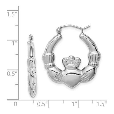 Sterling Silver 26mm Claddagh Round Hoop Earrings – view 5