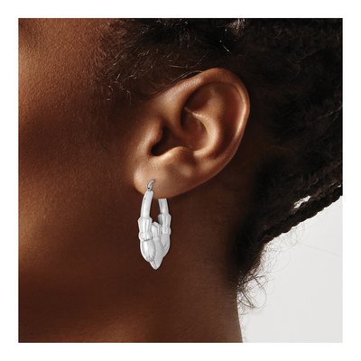 Sterling Silver 35mm Claddagh Hoop Earrings – view 4