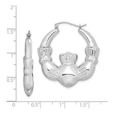 Sterling Silver 35mm Claddagh Hoop Earrings – view 5