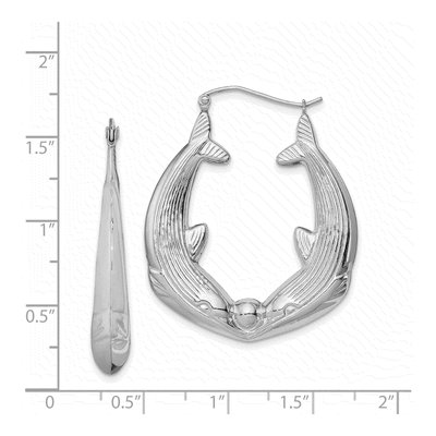 Sterling Silver 40mm Dolphin Round Hoop Earrings – view 5