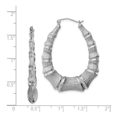 Sterling Silver Bamboo Oval Hoop Earrings – view 5