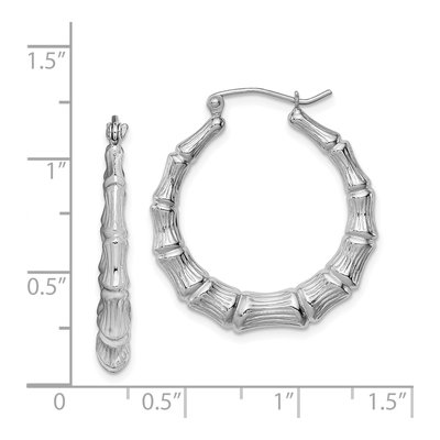 Sterling Silver 29mm Bamboo Hoop Earrings – view 5
