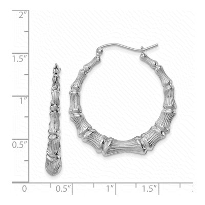 Sterling Silver 35mm Bamboo Hoop Earrings – view 5