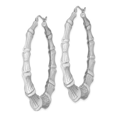 Sterling Silver 58mm Bamboo Hoop Earrings – view 3