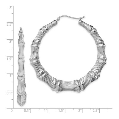 Sterling Silver 58mm Bamboo Hoop Earrings – view 5