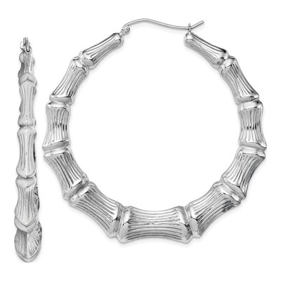 Sterling Silver 58mm Bamboo Hoop Earrings