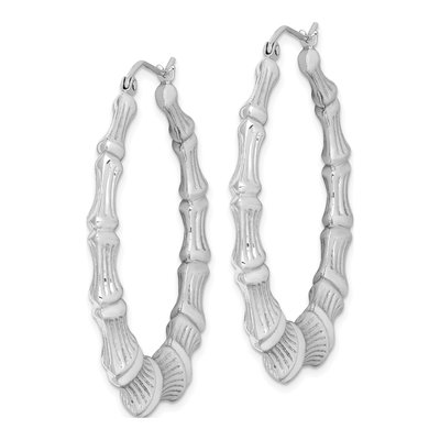 Sterling Silver 40mm Bamboo Hoop Earrings – view 3