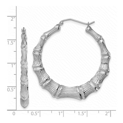 Sterling Silver 40mm Bamboo Hoop Earrings – view 5