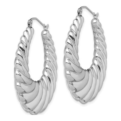 Sterling Silver Oval Hoop Earrings – view 3