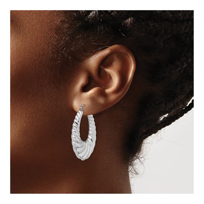 Sterling Silver Oval Hoop Earrings – view 4