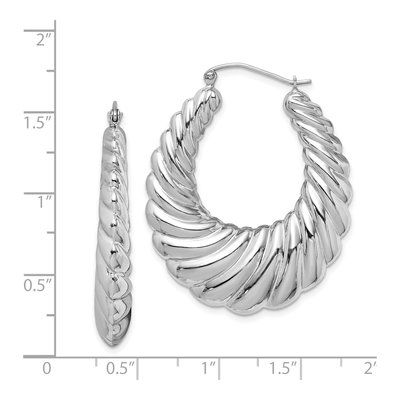 Sterling Silver Oval Hoop Earrings – view 5