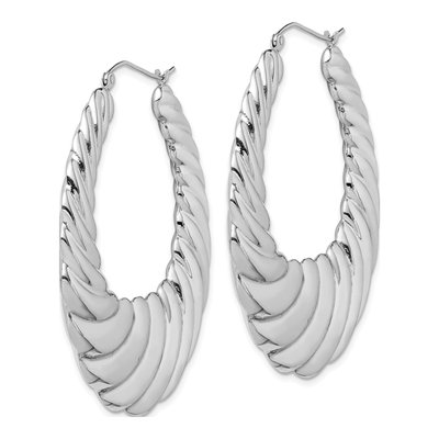 Sterling Silver Oval Hoop Earrings – view 3