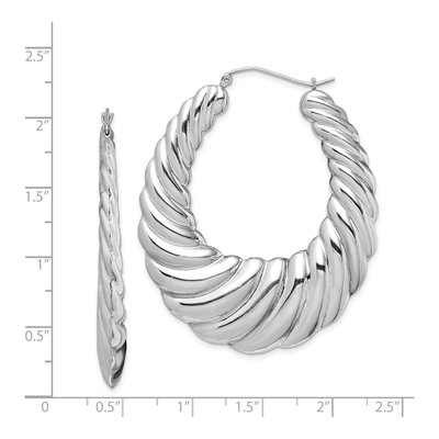 Sterling Silver Oval Hoop Earrings – view 5