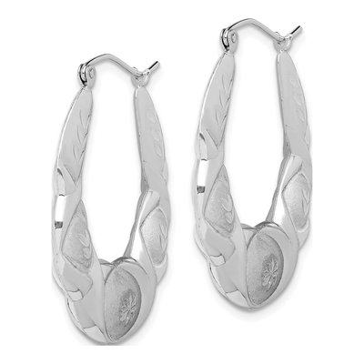 Sterling Silver Scalloped Oval Hoop Earrings – view 3