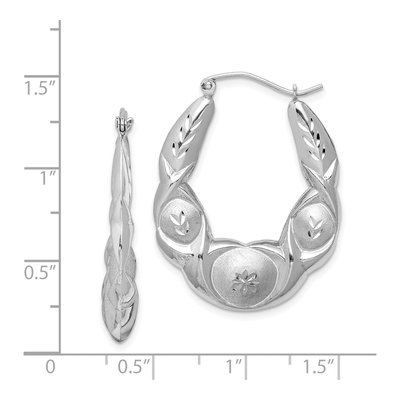 Sterling Silver Scalloped Oval Hoop Earrings – view 5