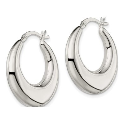 Sterling Silver 27mm Tapered Round Hoop Earrings – view 3