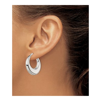 Sterling Silver 27mm Tapered Round Hoop Earrings – view 4