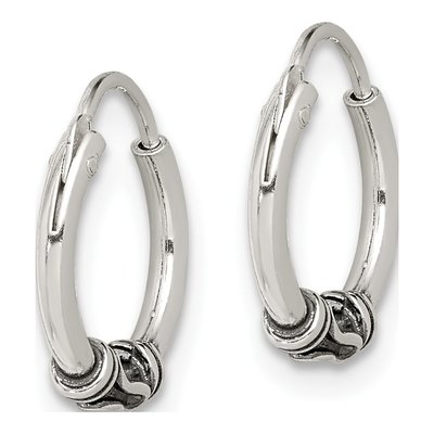 Sterling Silver 12mm Antiqued Hoop Earrings – view 3