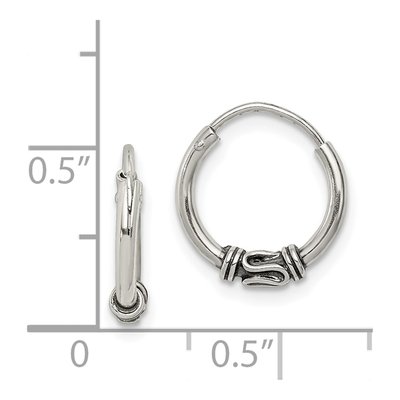 Sterling Silver 12mm Antiqued Hoop Earrings – view 5