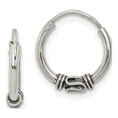 Sterling Silver 12mm Antiqued Hoop Earrings