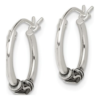 Sterling Silver 16mm Antiqued Hoop Earrings – view 3