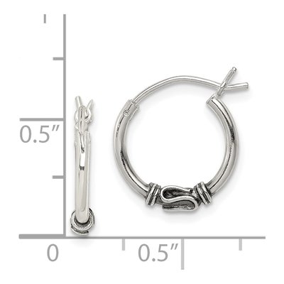 Sterling Silver 16mm Antiqued Hoop Earrings – view 5