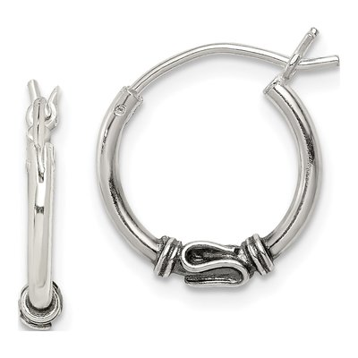 Sterling Silver 16mm Antiqued Hoop Earrings