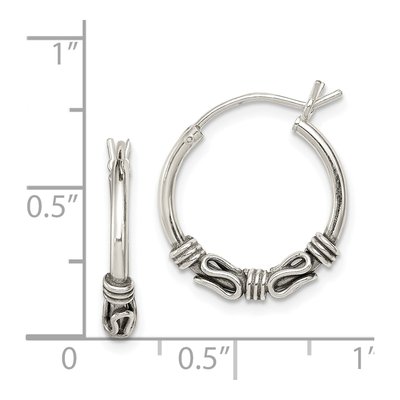 Sterling Silver 18mm Antiqued Hoop Earrings – view 5