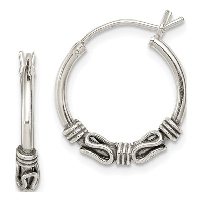 Sterling Silver 18mm Antiqued Hoop Earrings