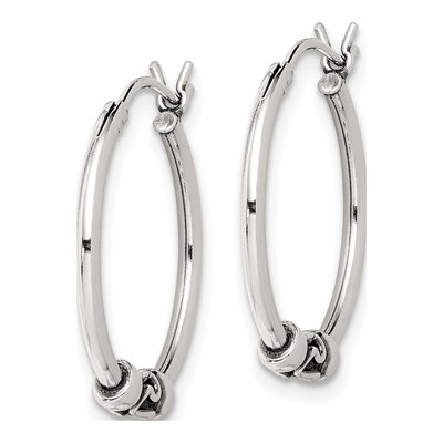 Sterling Silver 22mm Antiqued Hoop Earrings – view 3