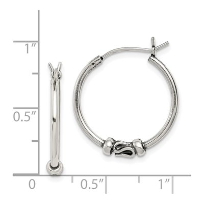Sterling Silver 22mm Antiqued Hoop Earrings – view 5