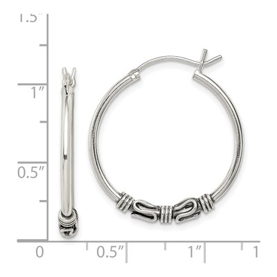 Sterling Silver 27mm Antiqued Hoop Earrings – view 5