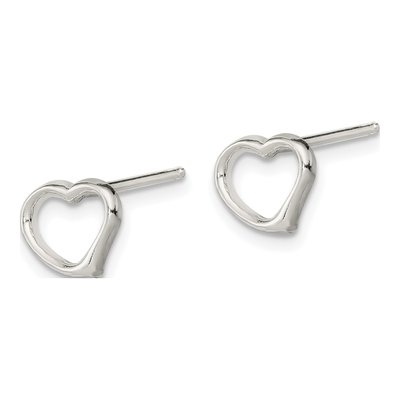 Sterling Silver Heart Button Stud Earrings – view 3