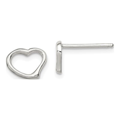 Sterling Silver Heart Button Stud Earrings