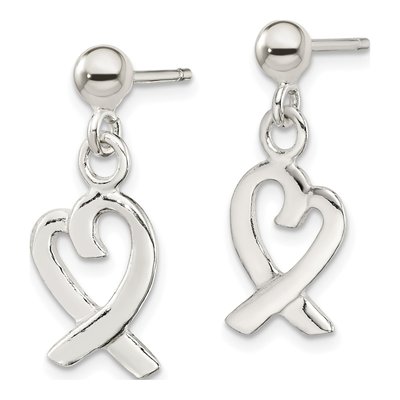 Sterling Silver Heart Dangle Earrings – view 3