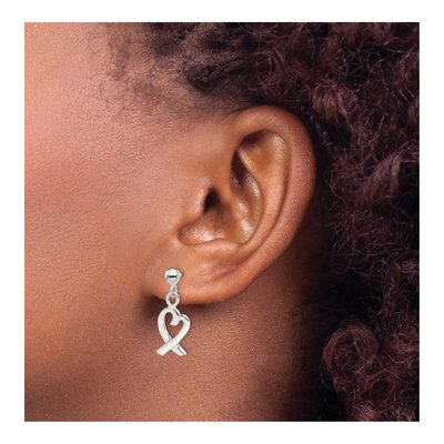 Sterling Silver Heart Dangle Earrings – view 4
