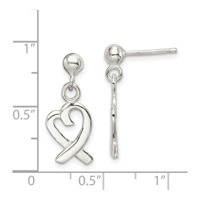 Sterling Silver Heart Dangle Earrings – view 5