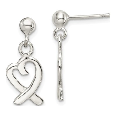 Sterling Silver Heart Dangle Earrings