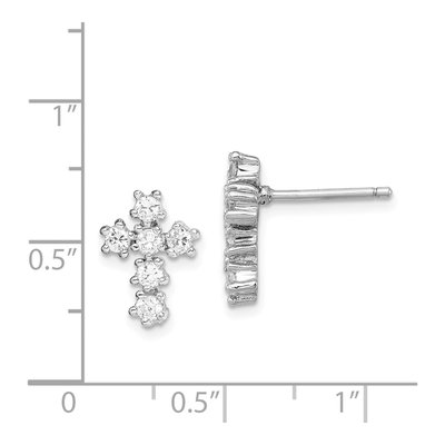 Sterling Silver Round CZ Cross Stud Earrings – view 5