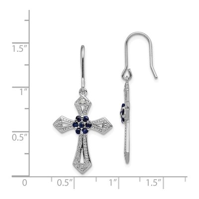 Sterling Silver Diamond & CZ Cross Dangle Earrings – view 5
