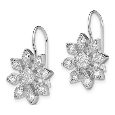Sterling Silver CZ Snowflake Dangle Earrings – view 3