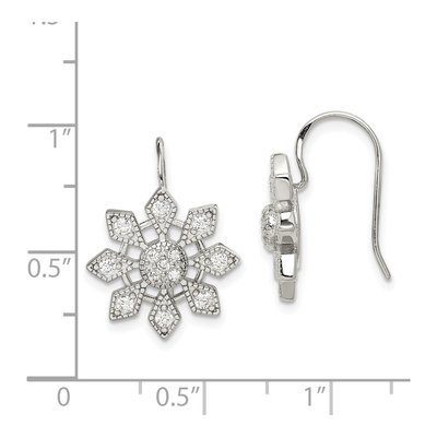 Sterling Silver CZ Snowflake Dangle Earrings – view 5