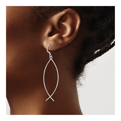 Sterling Silver Ichthus Dangle Earrings – view 4