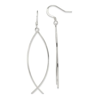 Sterling Silver Ichthus Dangle Earrings